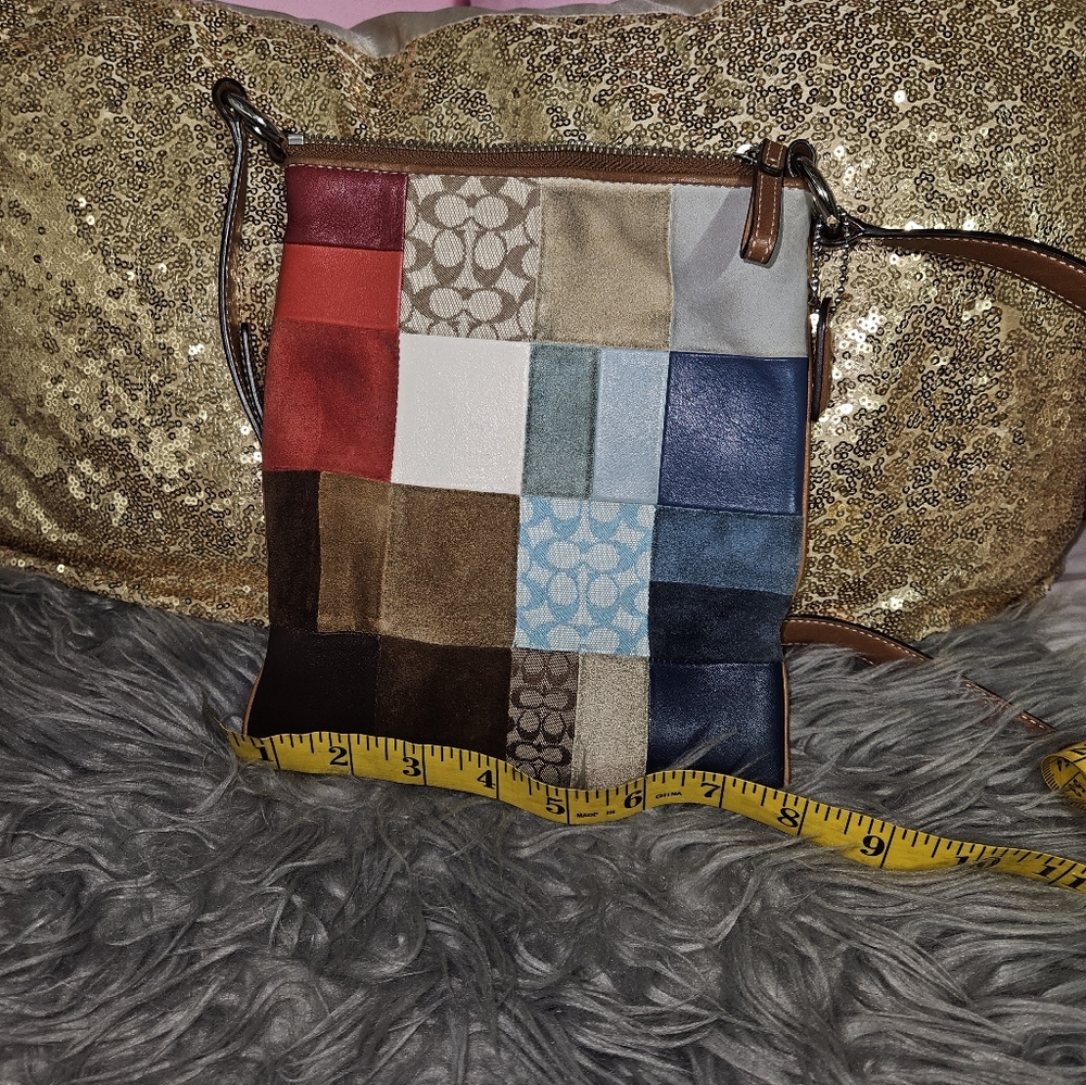 Coach Patchwork Crossbody Bag - Red, Blue, Brown, Cream - Picture 5 of 6